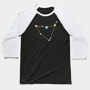 Capricorn Zodiac Constellation in Rainbow Pastels - Black Baseball T-Shirt